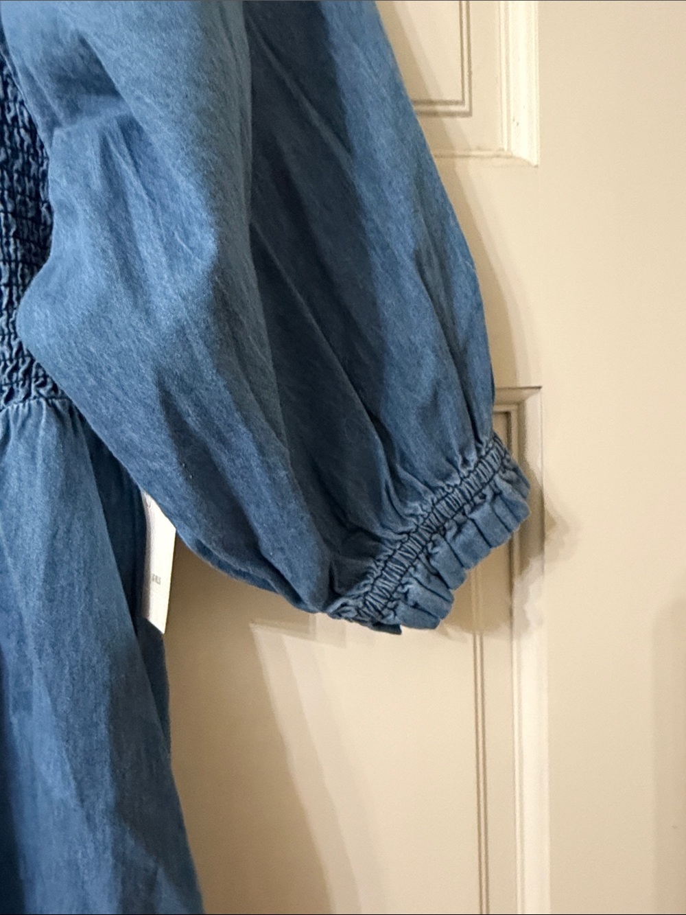 Jessica Simpson Denim-Blue Smocked Puff Sleeve Dress - Picture 3 of 4